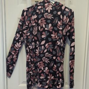 LuLaRoe Black and Pink Leaf Pattern Top